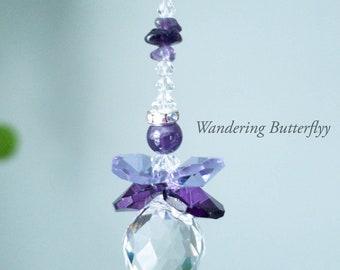 Angel Suncatcher, Travel Protection, Window Crystal, Protection Car Charm, Memorial Suncatcher, Amethyst Car Charm, Mirror Car Charm