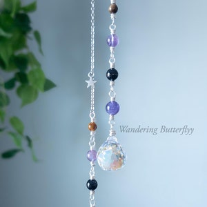 Travel Protection, Amethyst Suncatcher, Gemstone Sun Catcher, Star Car Accessory, Mirror Car Charm, Rainbow Prism, Window Suncatcher