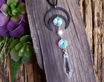 Black Car Charm, Moon Car Decor, Suncatcher for Car, Sparkly Car Decor, Witchy Gifts for Her, Crystal Car Charm, Bestie Gift Idea