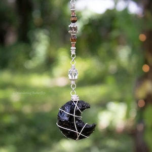 Obsidian Car Charm, Tigers Eye Car Charm, Crystal Car Charm, Black Car Charm, Moon Car Charm, Witchy Car Charm, Boho Car Charm, New Car Gift