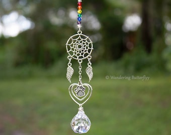 Dog Loss Gift, Paw Suncatcher, Cat Memorial Gift, Pet Loss Gift, Loss of Animal Gift, Rainbow Bridge Gift, Pet Bereavement Gift