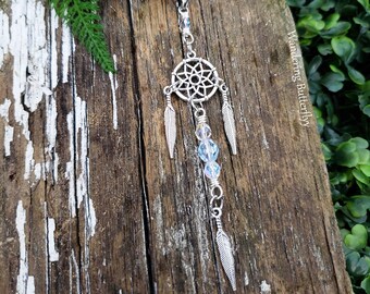 Boho Car Charm, Crystal Car Charm, Feather Car Charm, Hippie Car Charm, Small Car Charm, Beaded Car Charm, Mirror Car Charm, New Car Gift