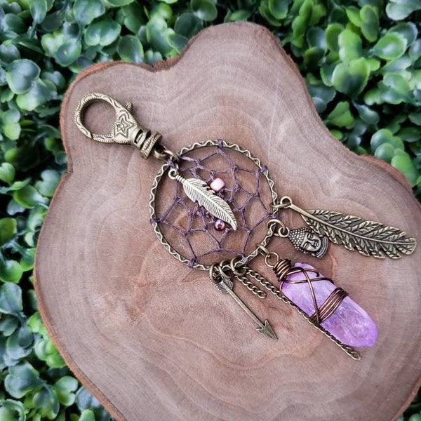 Boho Purse Clip, Purse Accessories, Dreamcatcher Clip, Buddha Dreamcatcher, Buddha Accessories, Gift for Mom, Backpack Accessories