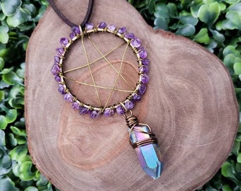 Rear View Mirror Ornament Triple Moon Goddess car accessory Wiccan Witchy accessory Pagan charm truck accessory sun catcher Witchcraft