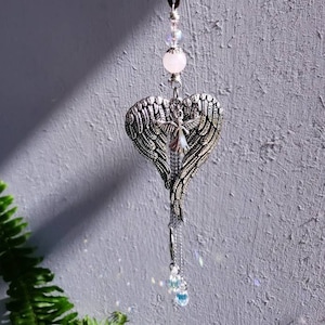 Angel Wing Car Charm, Protection Car Charm, Pink Car Charm, Guardian Angel Charm, Grievance Gift, Memorial Gift, Angel Car Ornament