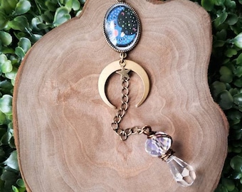 Boho Car Charm, Celestial Car Charm, Witchy Car Charm, Moon Suncatcher, Moon Car Accessories, Gift for Her, Witchy Gift Idea, Moon Car Decor