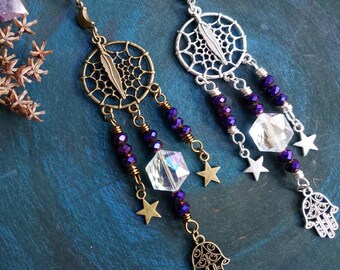Dreamcatcher Decor, Boho Car Charm, Hamsa Car Charm, Hippie Car Charm, Celestial Car Charm, Moon Car Decor, Witchy Car Charm, Gift for Her