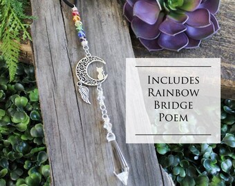 Cat Moon Car Charm, Rainbow Bridge Cat, Cat Memorial Gift, Cat Grievance Gift, Cat Mom Gift, Pet Loss Gift, Memorial for Cat Gift