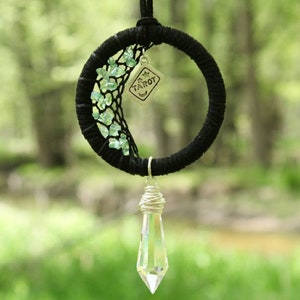 Tarot Car Charm, Moon Dreamcatcher, Boho Car Charm, Tarot Accessory, Witchy Moon Decor, Tarot Card Accessory, Witchy Gift Idea, Tarot Gift image 1