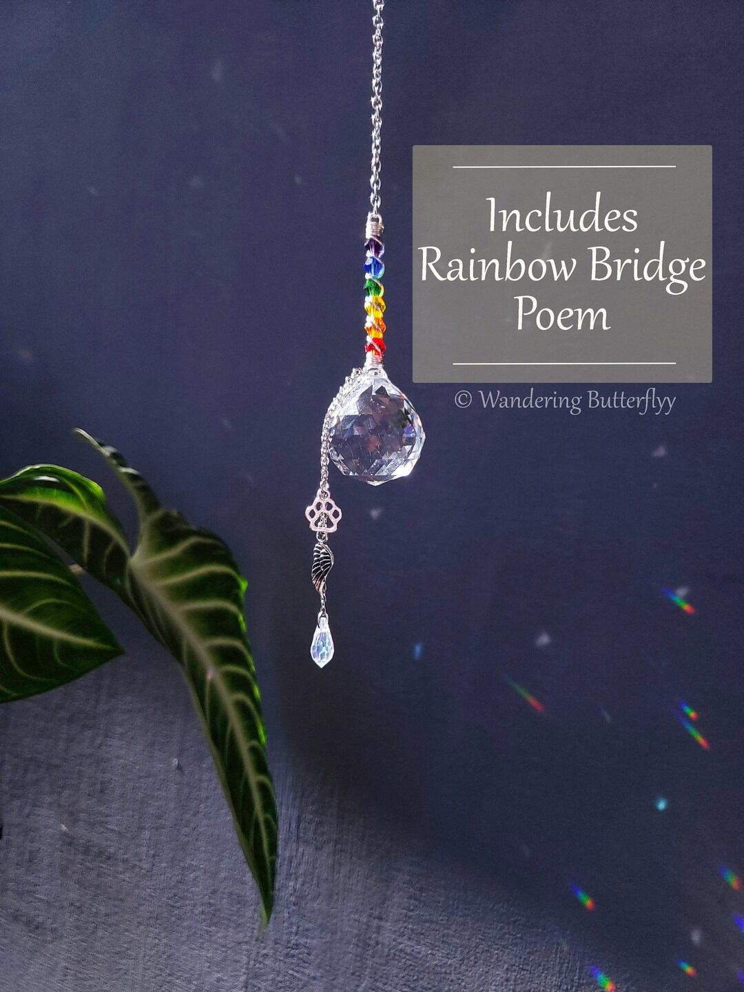 Rainbow Bridge Gift, Paw Suncatcher, Gift for Pet Loss, Loss of Dog ...