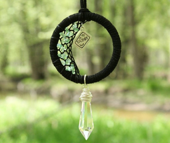 Tarot Car Charm, Moon Dreamcatcher, Boho Car Charm, Tarot Accessory, Witchy Moon Decor, Tarot Card Accessory, Witchy Gift Idea, Tarot Gift