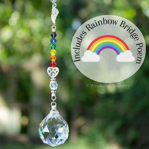 Dog Loss Gift, Pet Loss Gift, Rainbow Bridge Gift, Cat Loss Gift, Rainbow Suncatcher, Pet Memorial Gift, Pet Loss Sympathy, Paw Suncatcher