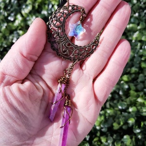 Crystal Car Charm, Witchy Car Charm, Boho Car Charm, Quartz Car Decor, Celestial Decor, Suncatcher Charm, Hippie Suncatcher, Gift for Her image 2