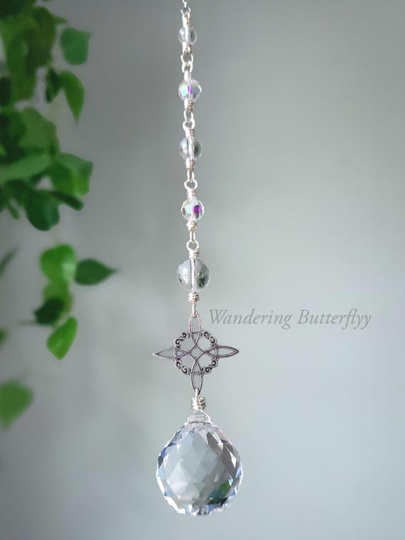 Witches Knot, Quartz Car Charm, Celtic Car Charm, Protection Car Charm, Elemental Gift, Magic Knot, Amulet Car Charm, Spiritual Gift Idea