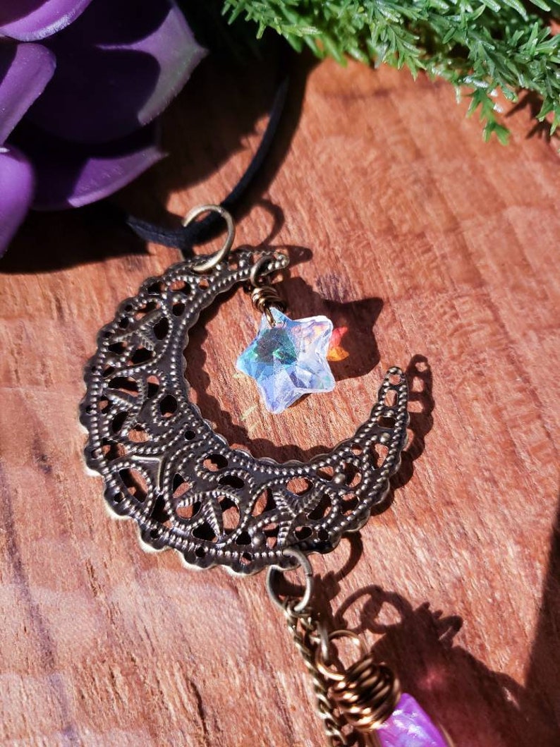 Crystal Car Charm, Witchy Car Charm, Boho Car Charm, Quartz Car Decor, Celestial Decor, Suncatcher Charm, Hippie Suncatcher, Gift for Her image 3