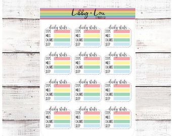 Fitness Stats Planner Sticker | Workout Sticker | Fitness Watch Sticker | Step Goals | Daily Stats | Sleep | Calories | Diet Goals