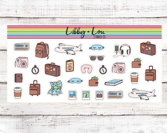 Travel Planner Sticker | Decorative Sticker | Suitcase | Camera | Adventure | Flying | Airplane | Transportation