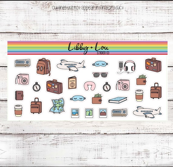 Travel Planner Sticker | Decorative Sticker | Suitcase | Camera | Adventure | Flying | Airplane | Transportation