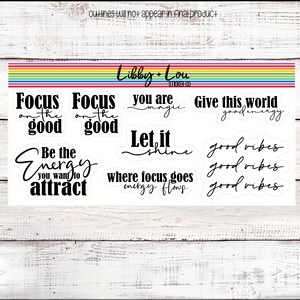 Positive Energy Planner Stickers |  Mental Health | Self Care | Positivity