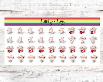 Period Tracker Planner Sticker | Menstrual Cycle Stickers | Shark Week | Women's Health | Monthly Planner