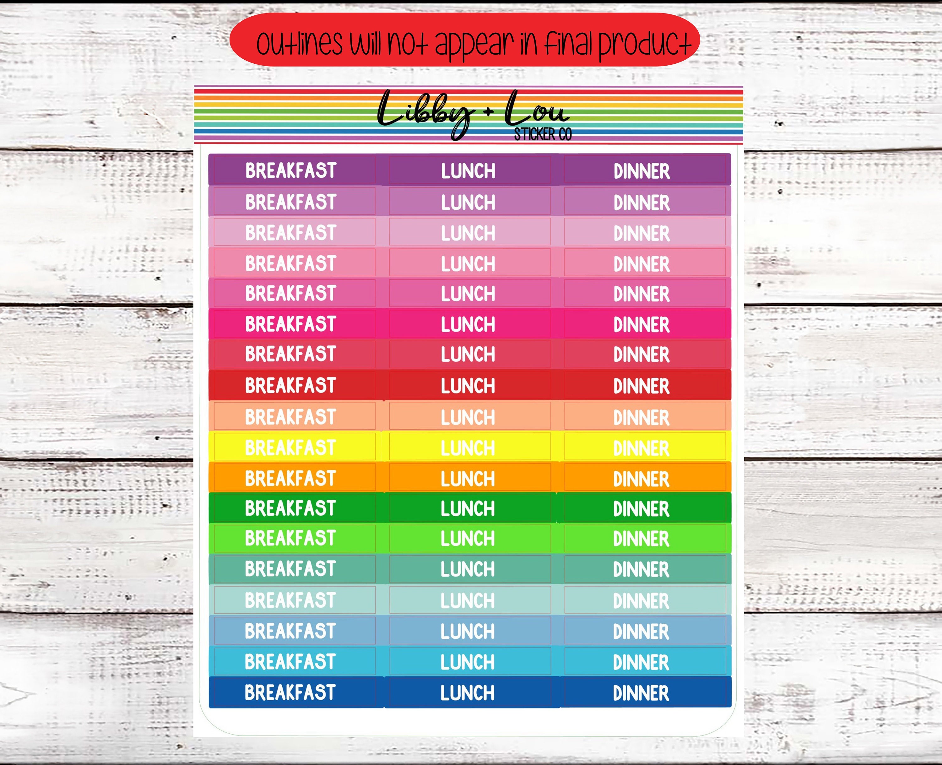 Meal Planner Sticker | Weekly Side Bar | Breakfast, Lunch, Dinner ...