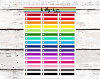 Check Box Planner Sticker | Rainbow |  | Skinny Label | Header