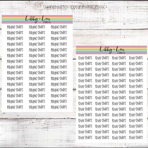 Day Shift + Night Shift Planner Sticker | Shift Work Script Sticker | Title | Vertical Planner | Horizontal | Hourly | A5 Planner | Calendar