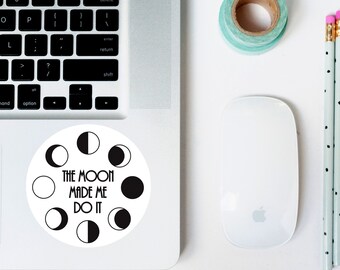 Phases of the Moon Vinyl Decal | Laptop Decal | Die Cut Sticker