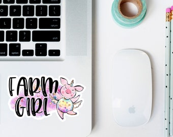 Farm Girl | Pig Vinyl Decal  | Die Cut Sticker | Animal Sticker