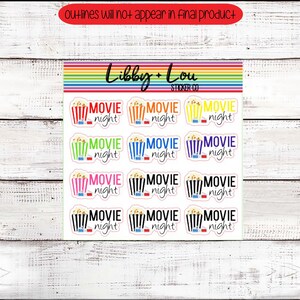 Movie Night Planner Stickers | Popcorn | Date Night | Family Movie ...