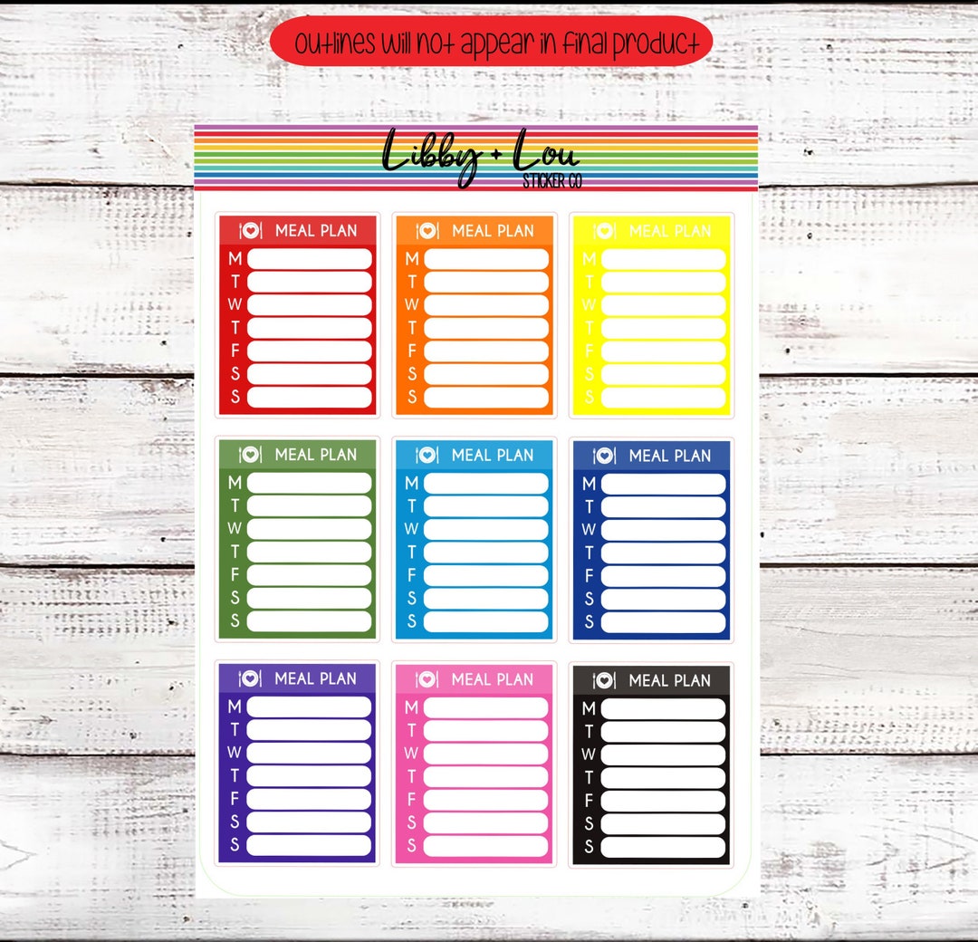 Meal Planner Sticker | Weekly Side Bar | Breakfast, Lunch, Dinner ...