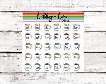 Swear Word Rainbow Coffee Cups | Morning Routine | Espresso | Tea | Caffeine | Breakfast | A5 Planner |