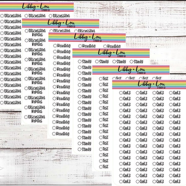 School Planner Sticker |Test | Quiz | Study | Reading |  Discussion + Discussion Responses | Online College | Academic Planner | Teacher