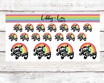 Just Pray Planner Sticker | Christian Sticker | Faith | Rainbow | Quote Sticker | A5 Planner | Calendar | Libby and Lou Sticker Co