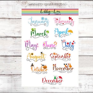 Months of the Year Planner Sticker | Bullet Journal | Large Stickers | Titles