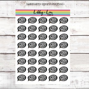 May include: A sheet of 30 round stickers with a black background and white text that reads "Managed my social anxiety today". The stickers have a white border and a speech bubble design. The stickers are decorated with small white flowers and stars.