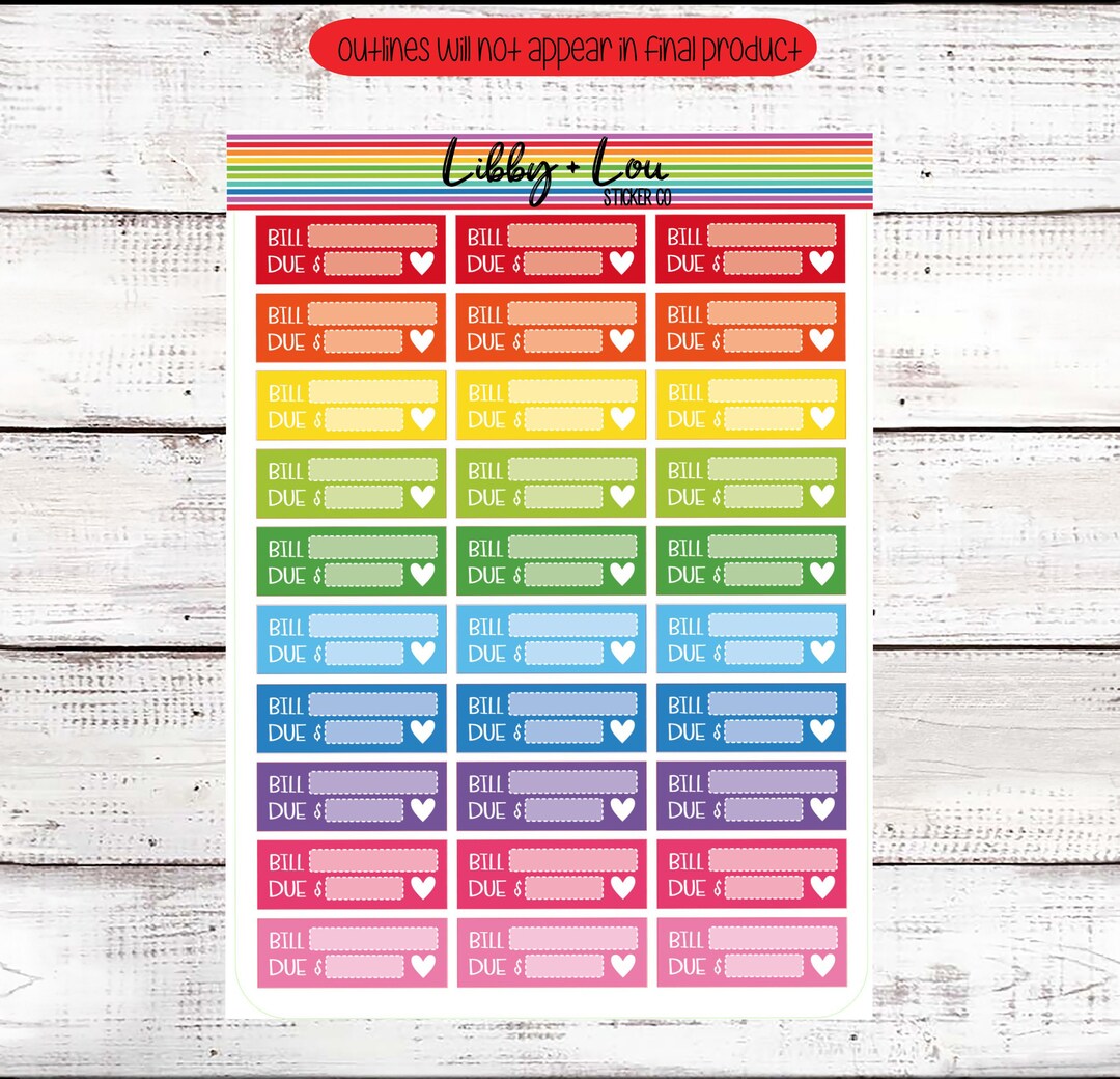 Bill Due Planner Stickers | Monthly Planner Sticker | Budget Planner ...