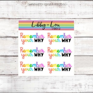Remember Your Why Quote Planner Sticker | Mental Health | Self Care | Libby and Lou Sticker Co | Removable Stickers | Vinyl Stickers