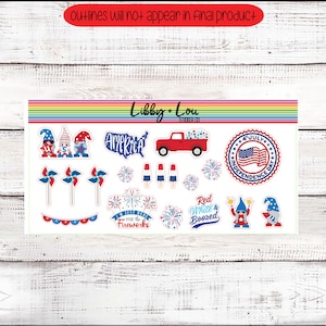 July 4th Planner Stickers | Patriotic | Memorial Day | Americana   Decorative Sticker