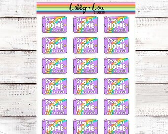 Stay at Home Social Club Club Name Tag Planner Sticker | Mental Health Awareness | Libby and Lou Sticker Co