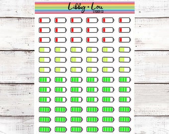 Energy Level Tracker Planner Sticker | Mental Health Awareness | Self Care | Battery | Libby and Lou Sticker Co