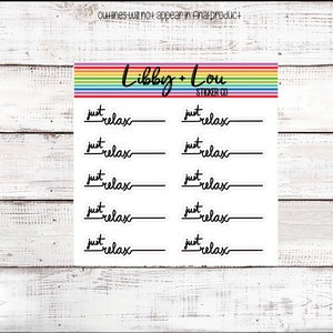 Just Relax Planner Sticker | Mental Health Quotes | Self Care | a5 Planner Sticker | Vertical Planner