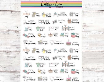 Sampler Planner Sticker | Icon Stickers | Vertical Planner Sticker  | Libby and Lou Sticker Co