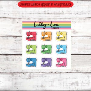 Sewing Machine Planner Sticker | Doodle Sticker | Colorful Sticker | Rainbow Sticker