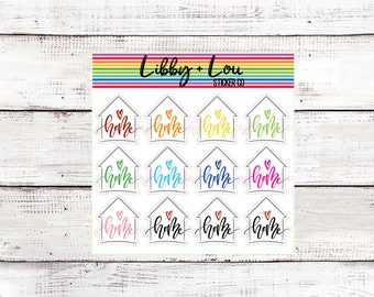 | autocollant Home Planner Maison | | arc-en-ciel Libby et Lou Sticker Co | Autocollant amovible