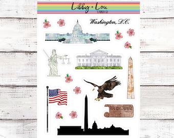 Autocollant de planificateur de voyage de Washington D.C. | Scrapbooking | Vacances | Libby et Lou Autocollant Co