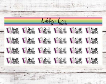 Staff Meeting Planner Stickers | Work Stickers | Zoom Meeting | Teams Meeting | Vertical Planner | Horizontal Planner | Hourly Planner