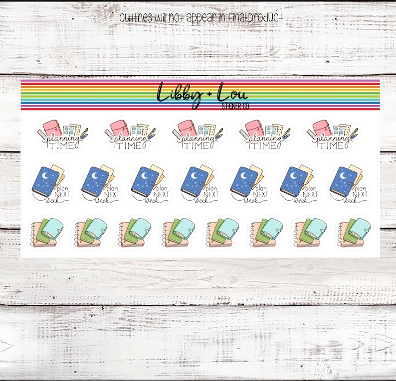Planning Time Planner Stickers | Vertical Planner | Doodle Sticker | Libby and Lou Sticker Co bild 1