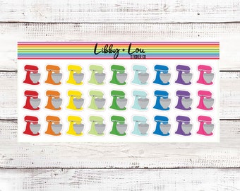 Stand Mixer Planner Stickers | Cooking | Baking | Rainbow