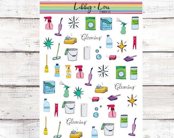 Chores Icons Planner Stickers | Cleaning | Vacuum | Mop | To Do List | Daily Planner